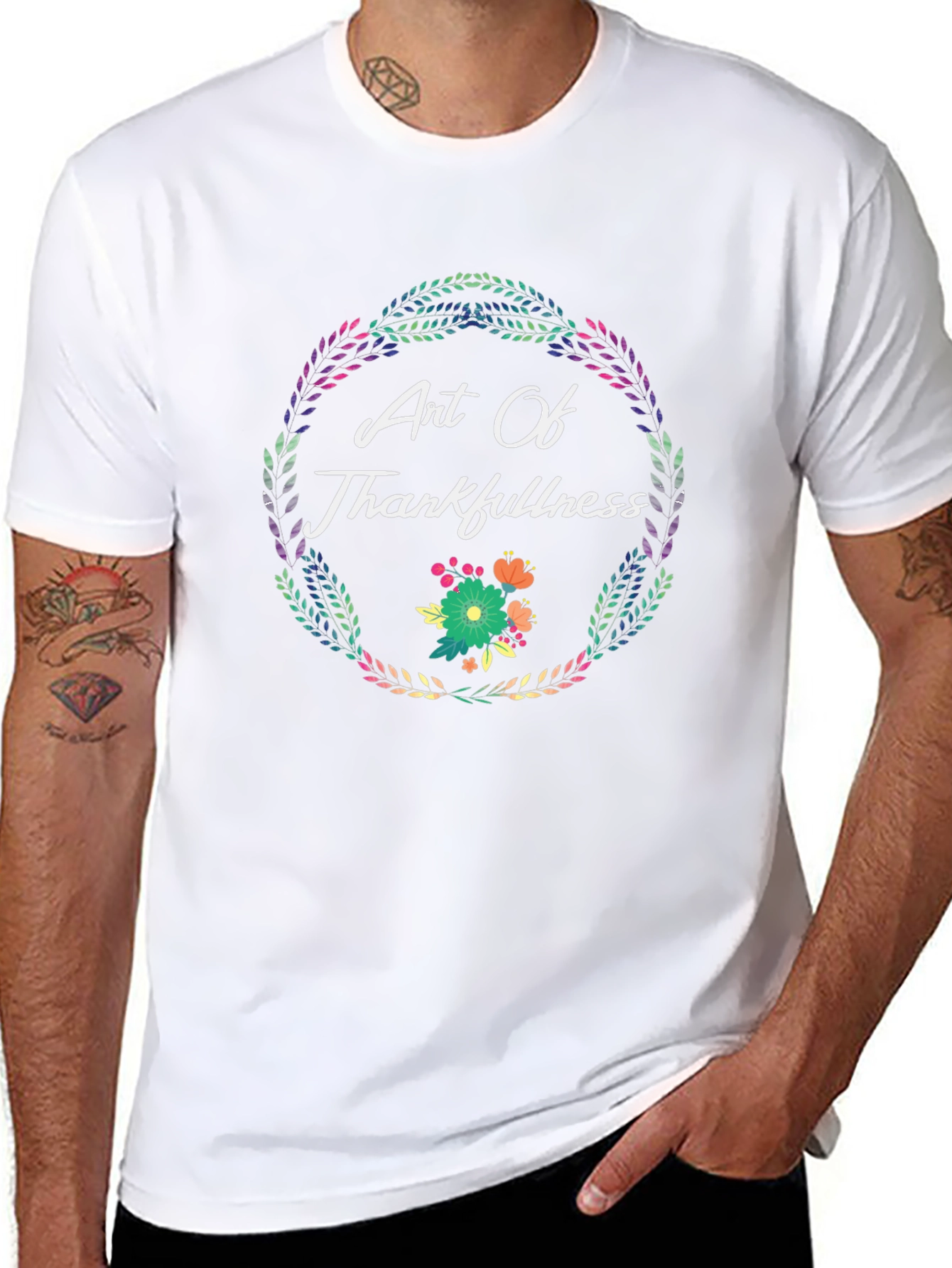 Art Of Thankfulness Floral Wreath Graphic Tee