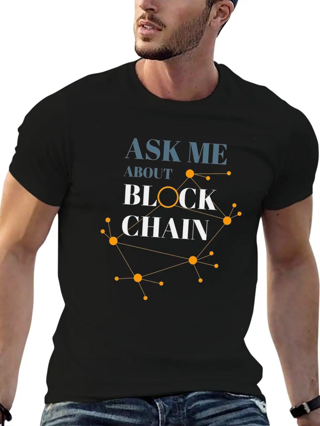 Ask Me About Blockchain Casual Graphic T-Shirt – Simple And Comfortable Daily Wear