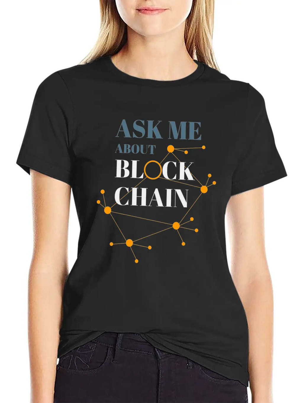 Ask Me About Blockchain Casual Graphic T-Shirt – Simple And Comfortable Daily Wear