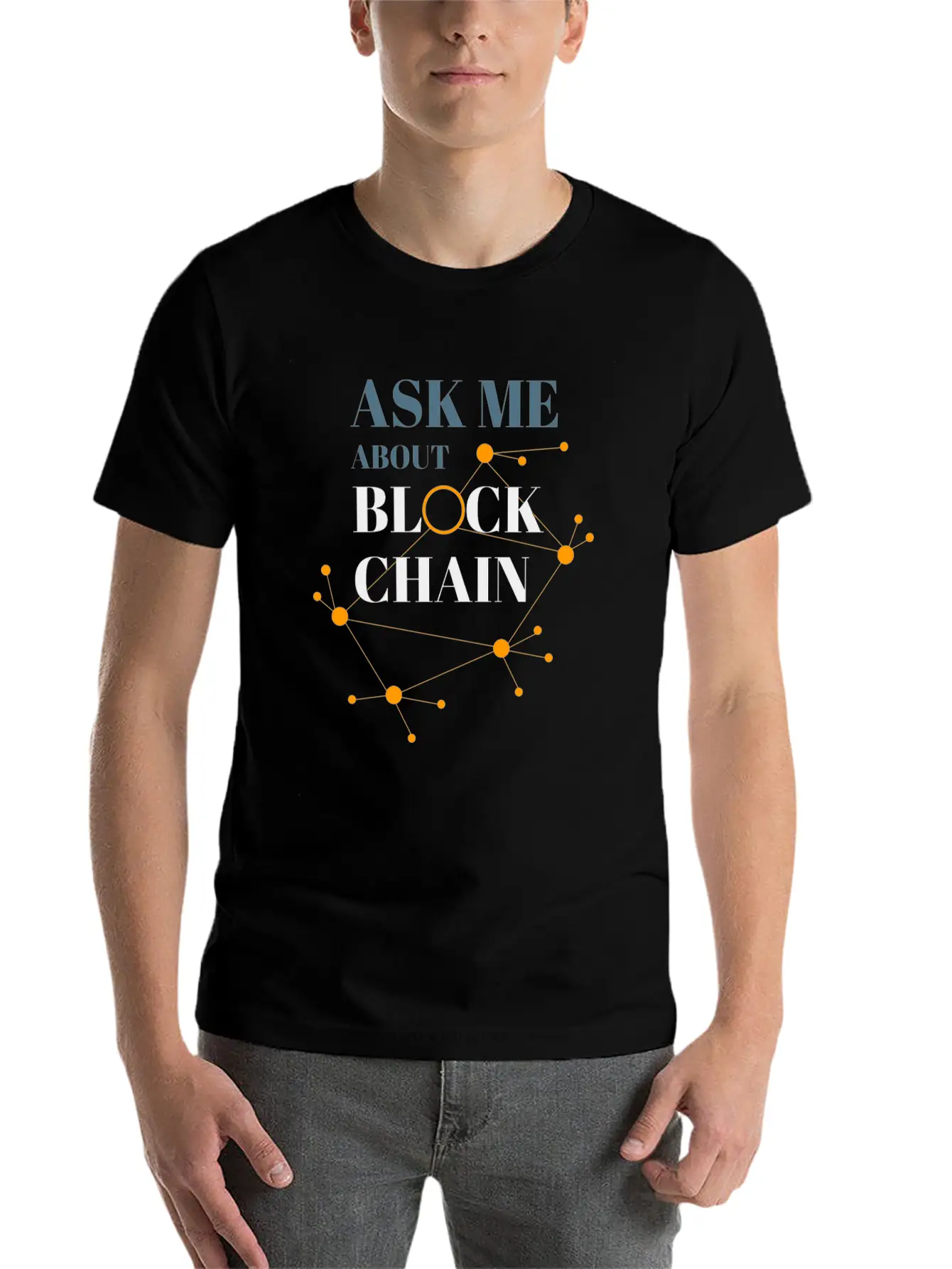 Ask Me About Blockchain Casual Graphic T-Shirt – Simple And Comfortable Daily Wear