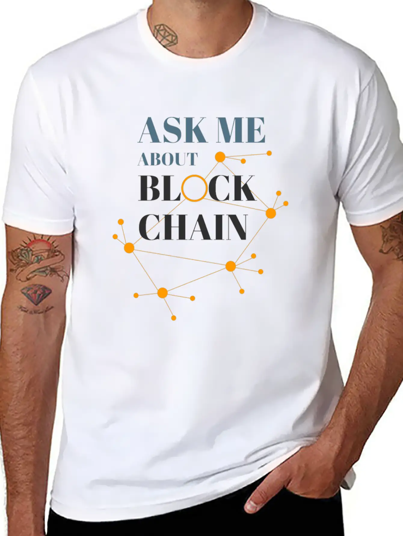 Ask Me About Blockchain Casual Graphic T-Shirt – Simple And Comfortable Daily Wear