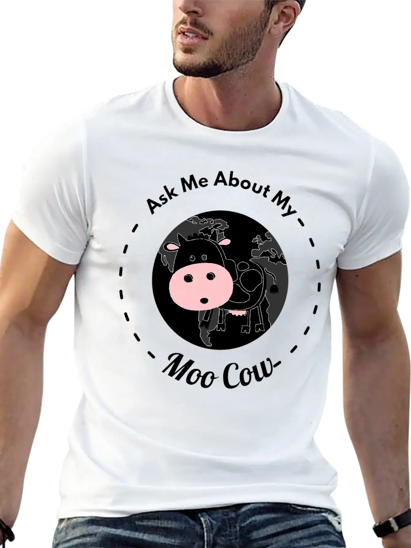 Ask Me About My Moo Cow Daisy Cow T Shirt Breathable Soft Cotton T-Shirt – Timeless Casual Look