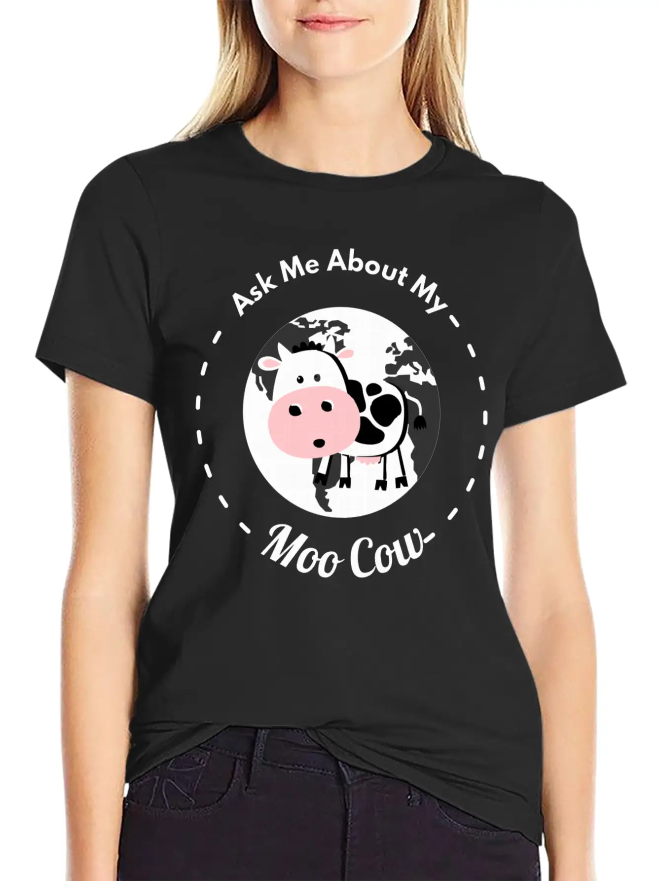 Ask Me About My Moo Cow Daisy Cow T Shirt Breathable Soft Cotton T-Shirt – Timeless Casual Look