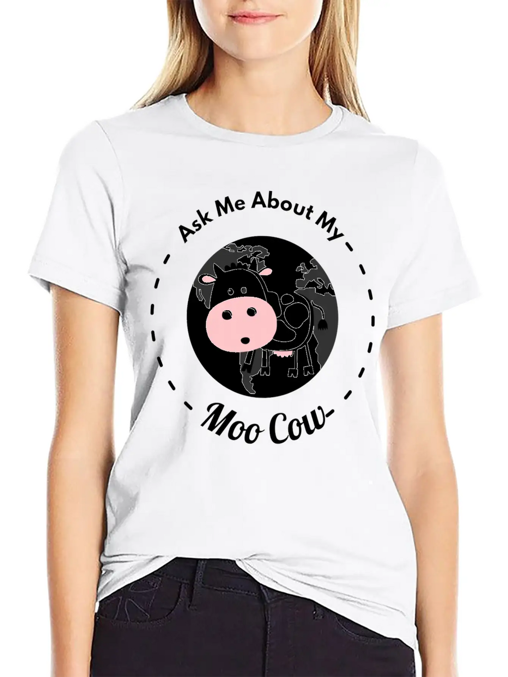 Ask Me About My Moo Cow Daisy Cow T Shirt Breathable Soft Cotton T-Shirt – Timeless Casual Look