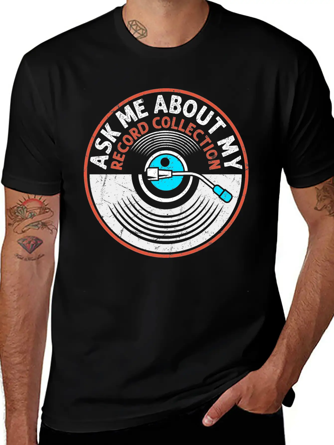Ask Me About My Record Collection Vintage Fan Viny Casual Graphic T-Shirt – Simple And Comfortable Daily Wear
