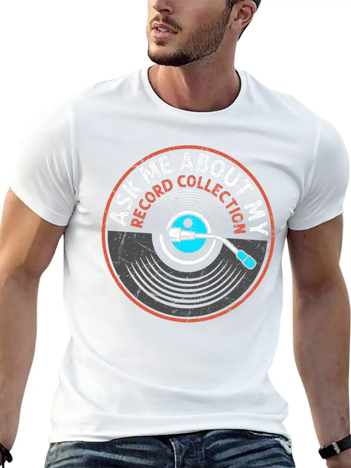 Ask Me About My Record Collection Vintage Fan Viny Casual Graphic T-Shirt – Simple And Comfortable Daily Wear