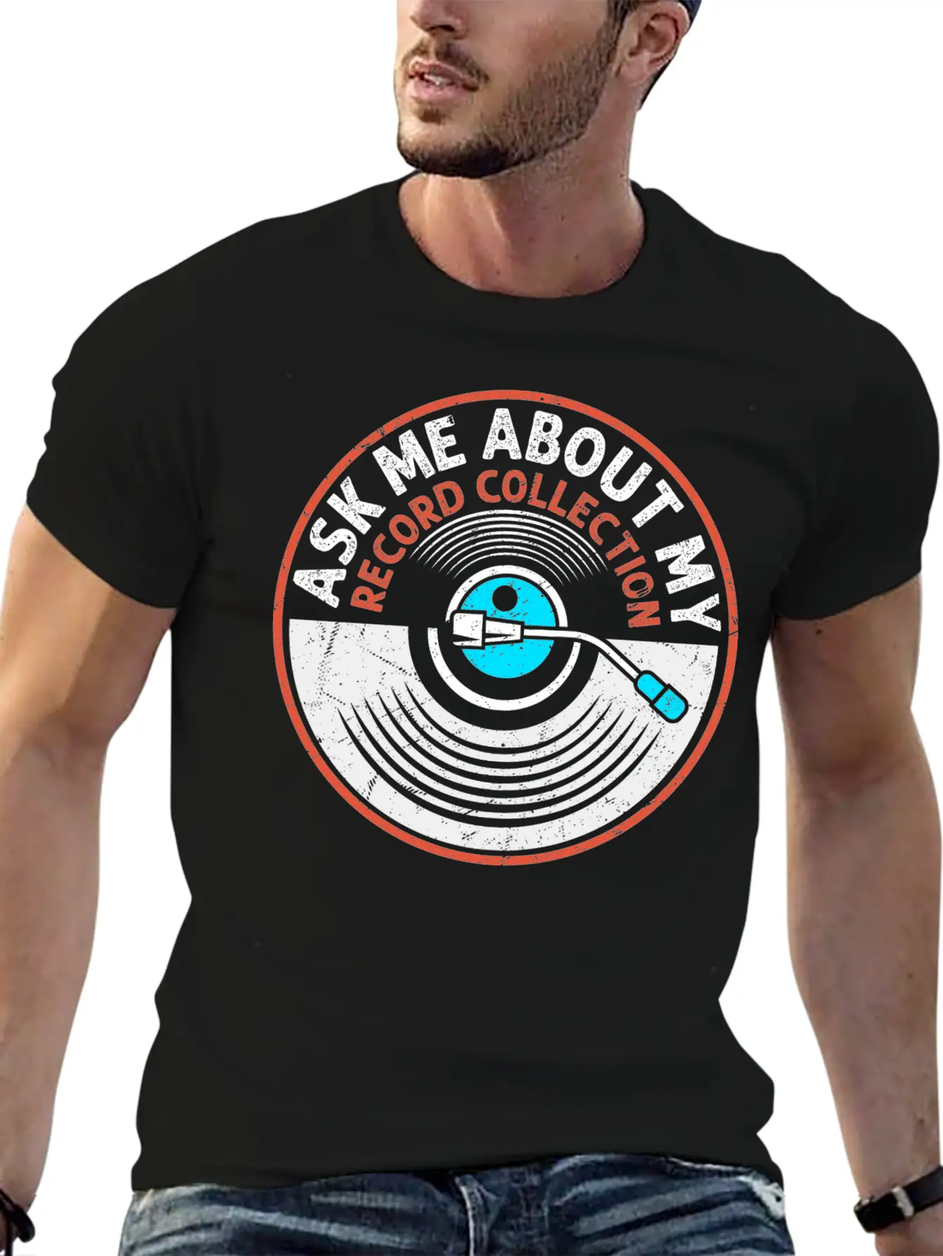 Ask Me About My Record Collection Vintage Fan Viny Casual Graphic T-Shirt – Simple And Comfortable Daily Wear