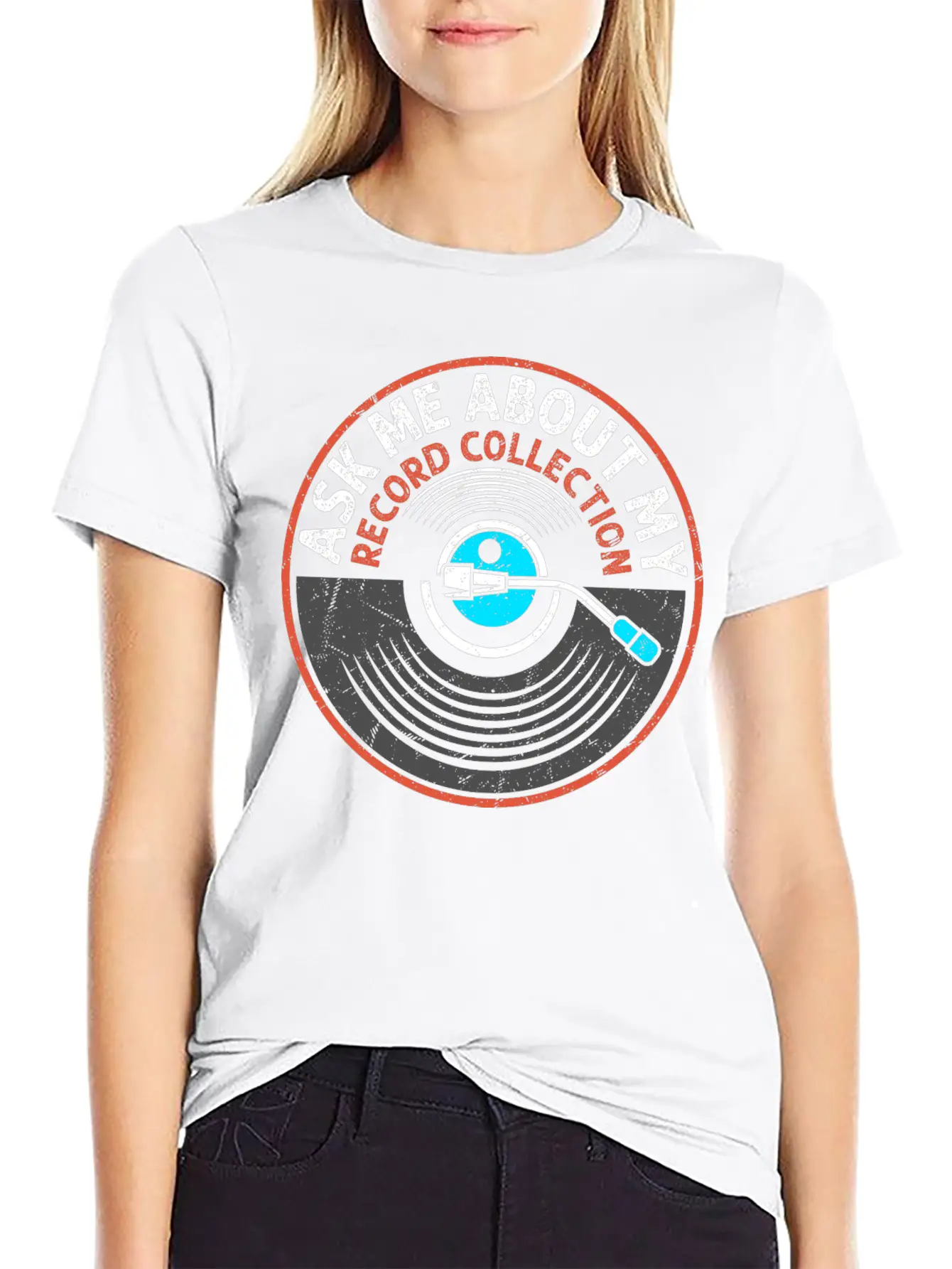 Ask Me About My Record Collection Vintage Fan Viny Casual Graphic T-Shirt – Simple And Comfortable Daily Wear