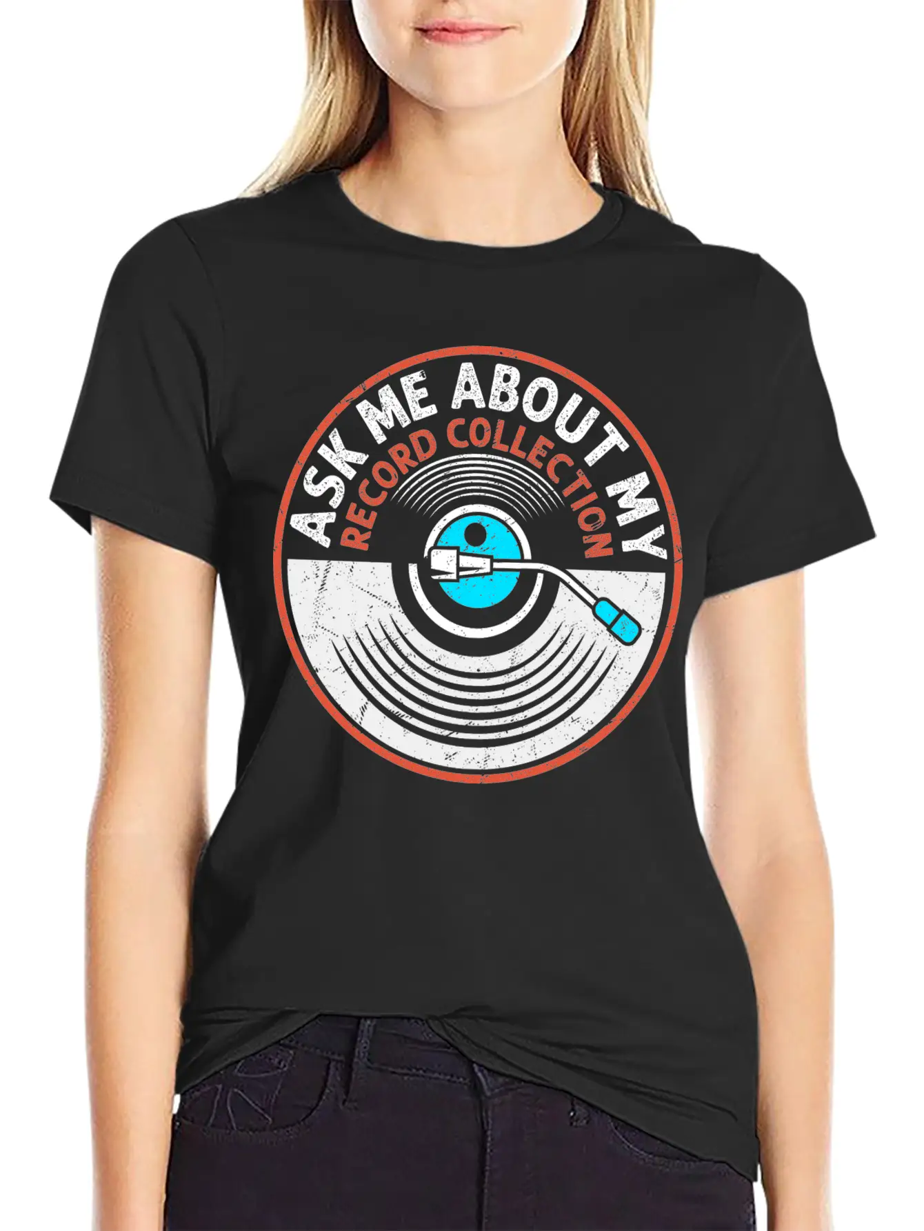 Ask Me About My Record Collection Vintage Fan Viny Casual Graphic T-Shirt – Simple And Comfortable Daily Wear