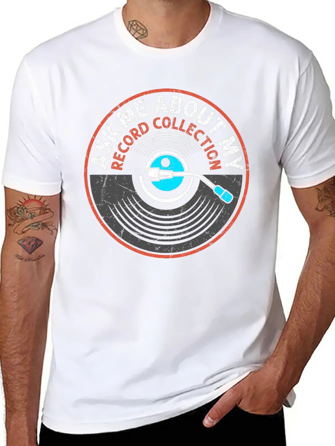 Ask Me About My Record Collection Vintage Fan Viny Casual Graphic T-Shirt – Simple And Comfortable Daily Wear