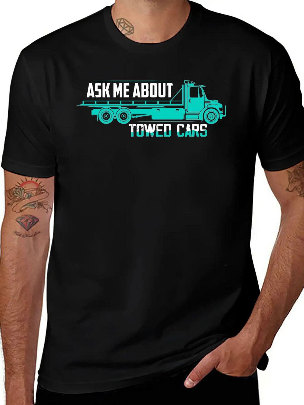 Ask Me About Towed Cars Tow Truck Driver Trucking Unisex Casual T-Shirt – Clean Design For Daily Comfort