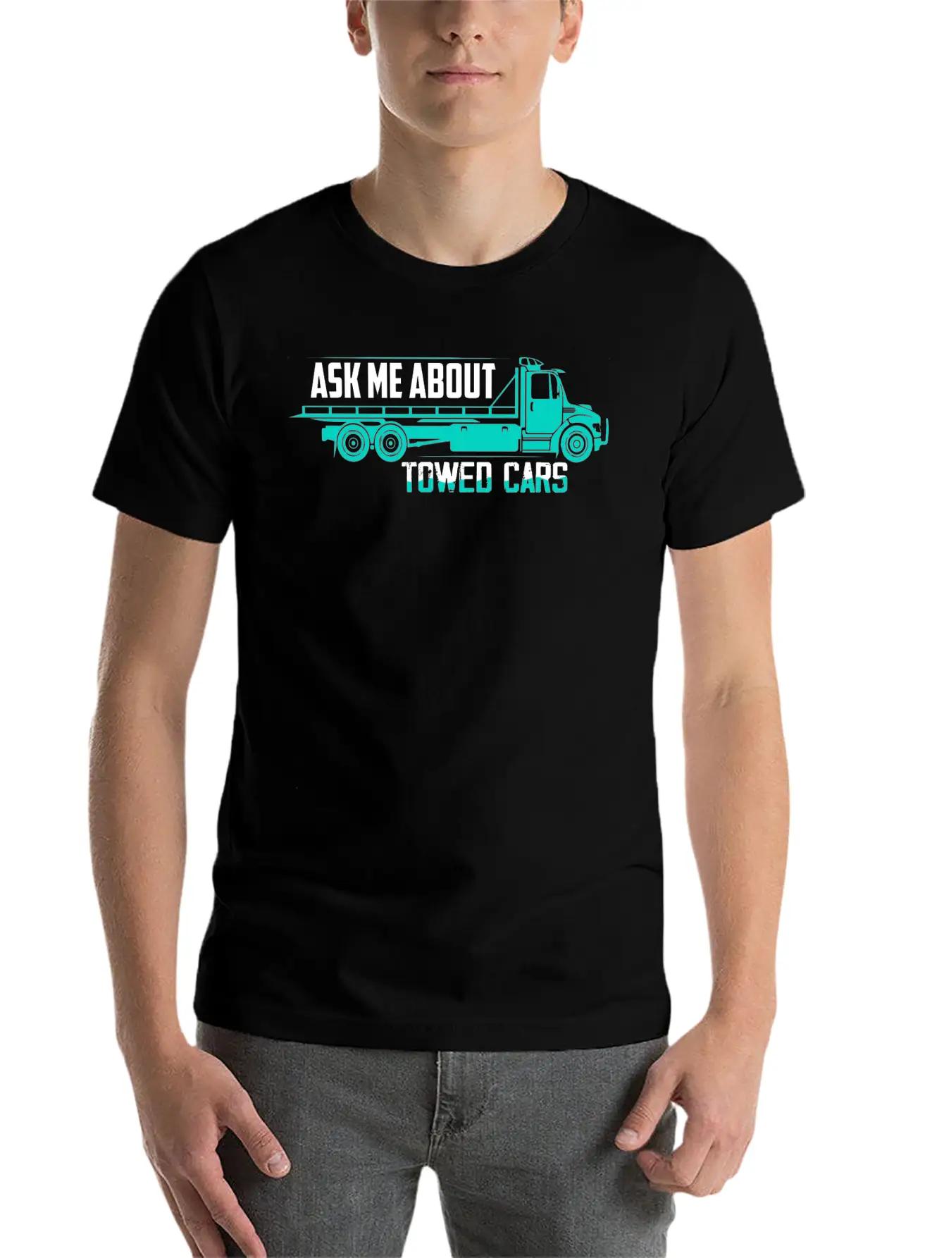 Ask Me About Towed Cars Tow Truck Driver Trucking Unisex Casual T-Shirt – Clean Design For Daily Comfort