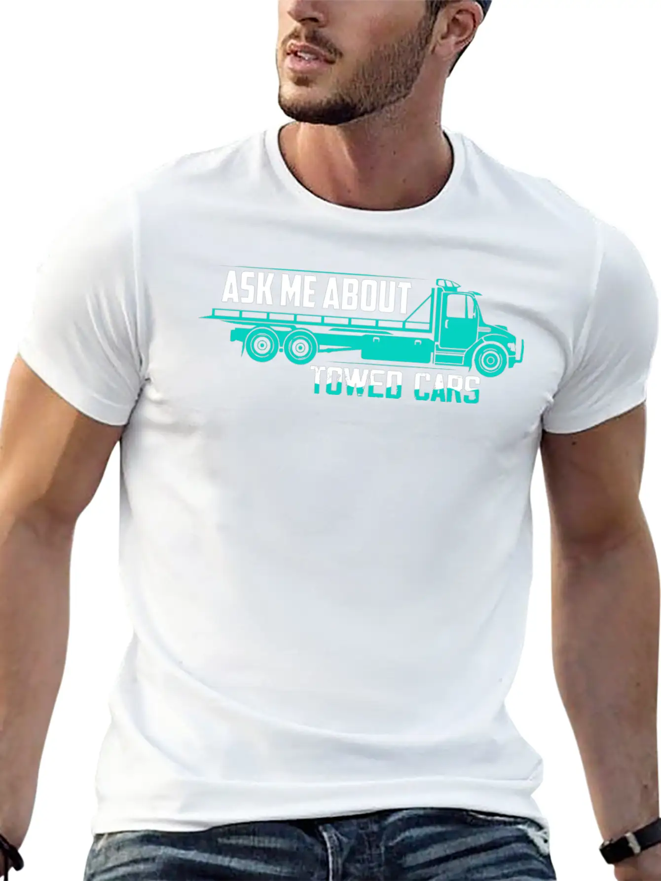 Ask Me About Towed Cars Tow Truck Driver Trucking Unisex Casual T-Shirt – Clean Design For Daily Comfort
