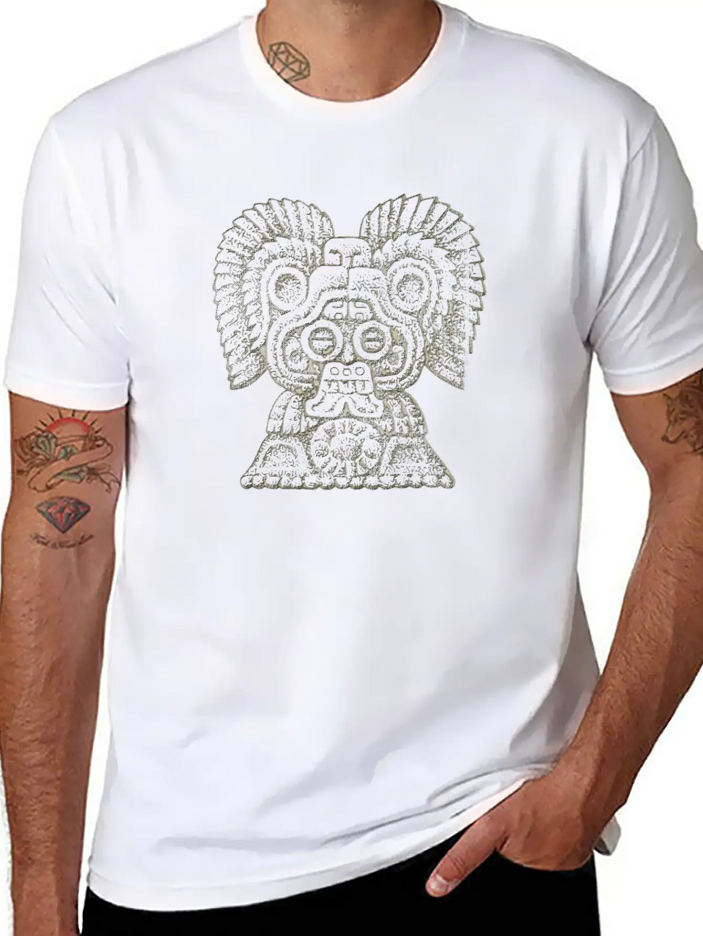 Astec Central American Folk Art Icon Unisex Short Sleeve Soft Cotton T-Shirt – Casual Everyday Wear