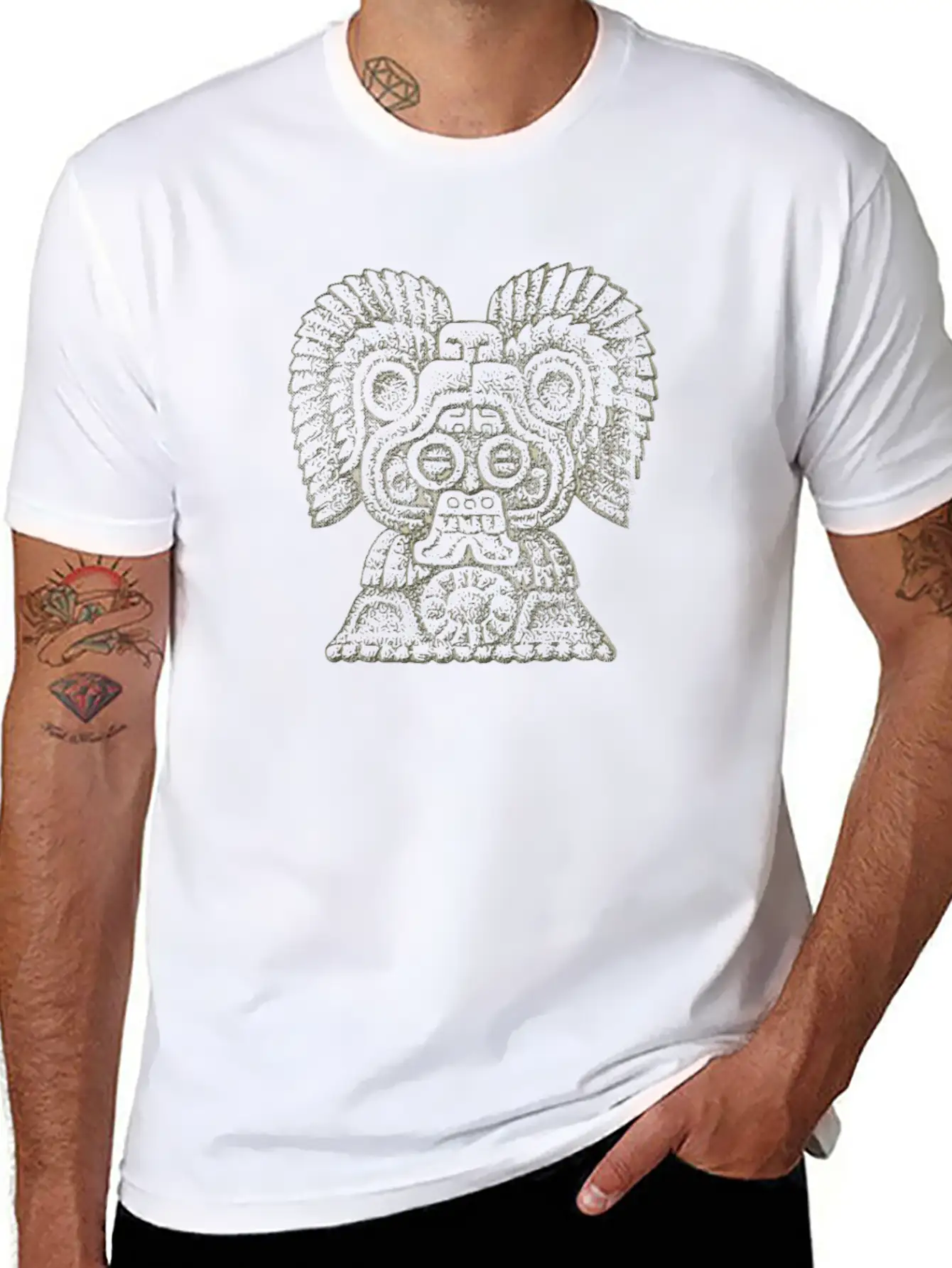 Astec Central American Folk Art Icon Unisex Short Sleeve Soft Cotton T-Shirt – Casual Everyday Wear