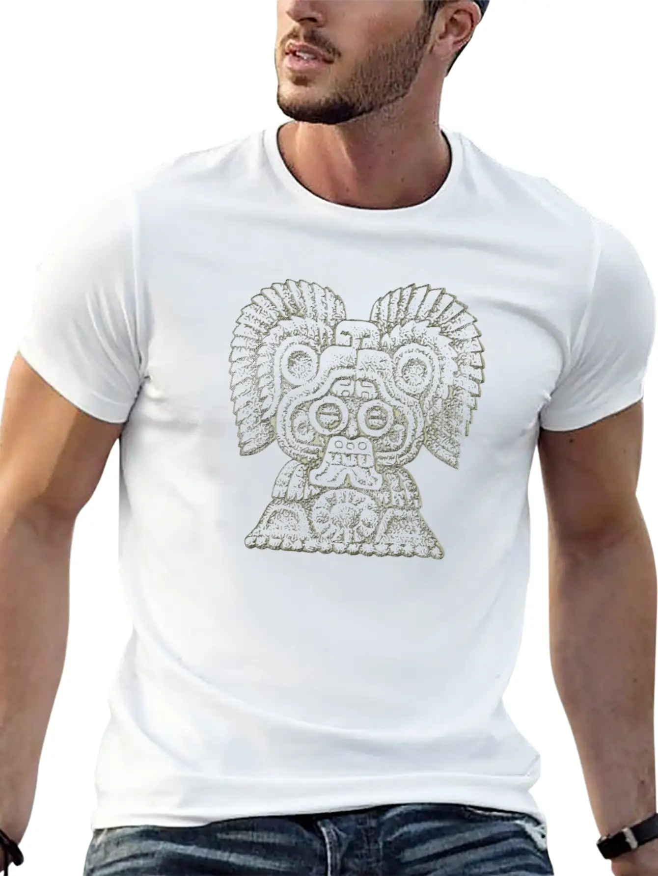 Astec Central American Folk Art Icon Unisex Short Sleeve Soft Cotton T-Shirt – Casual Everyday Wear