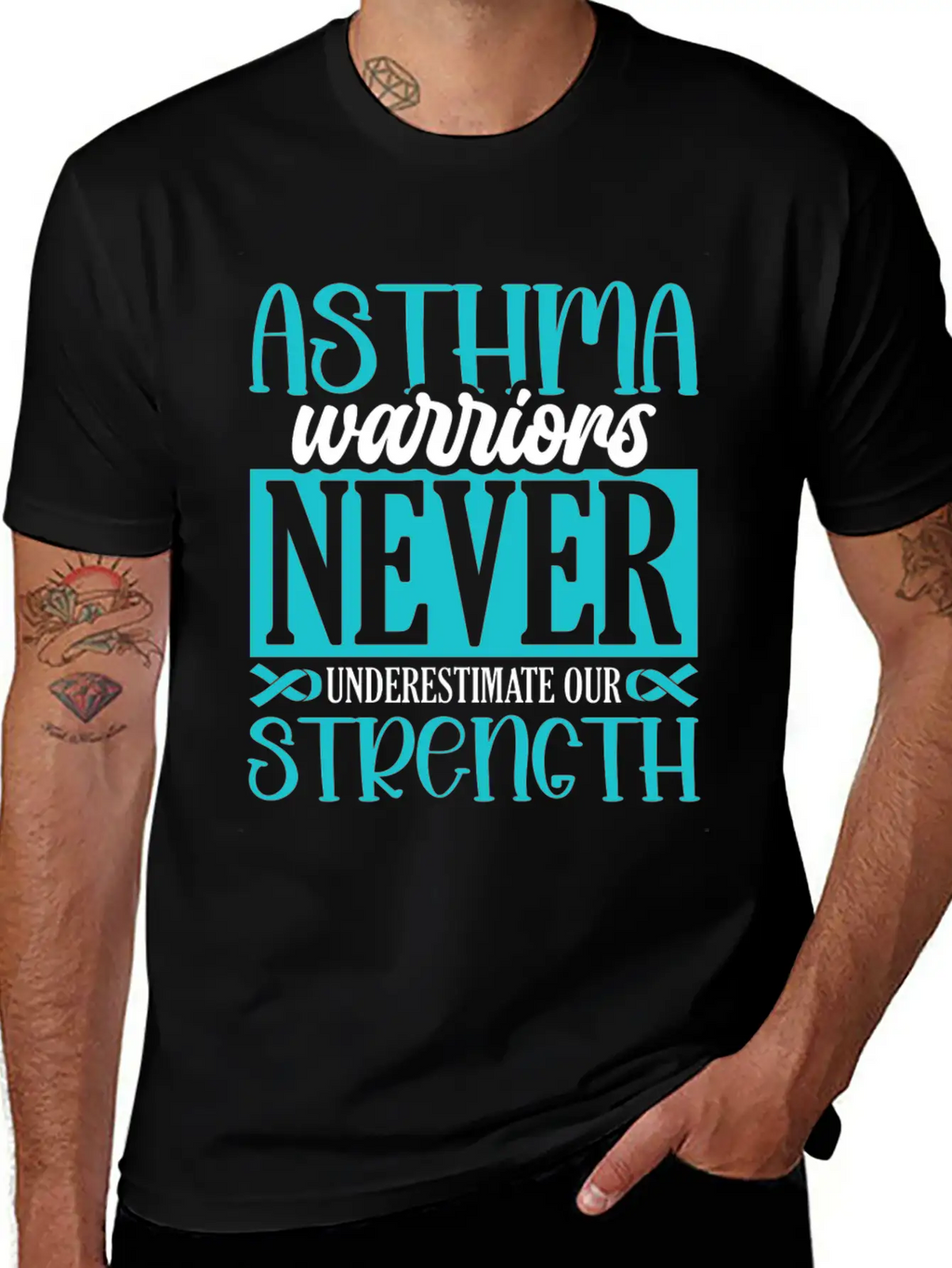 Asthma Warriors Never Underestimate Asthmatic Unisex Short Sleeve Soft Cotton T-Shirt – Casual Everyday Wear
