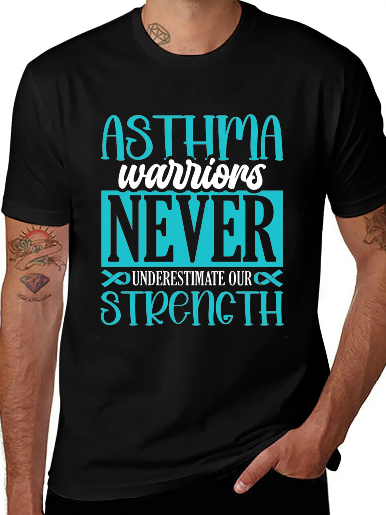 Asthma Warriors Never Underestimate Asthmatic Unisex Short Sleeve Soft Cotton T-Shirt – Casual Everyday Wear