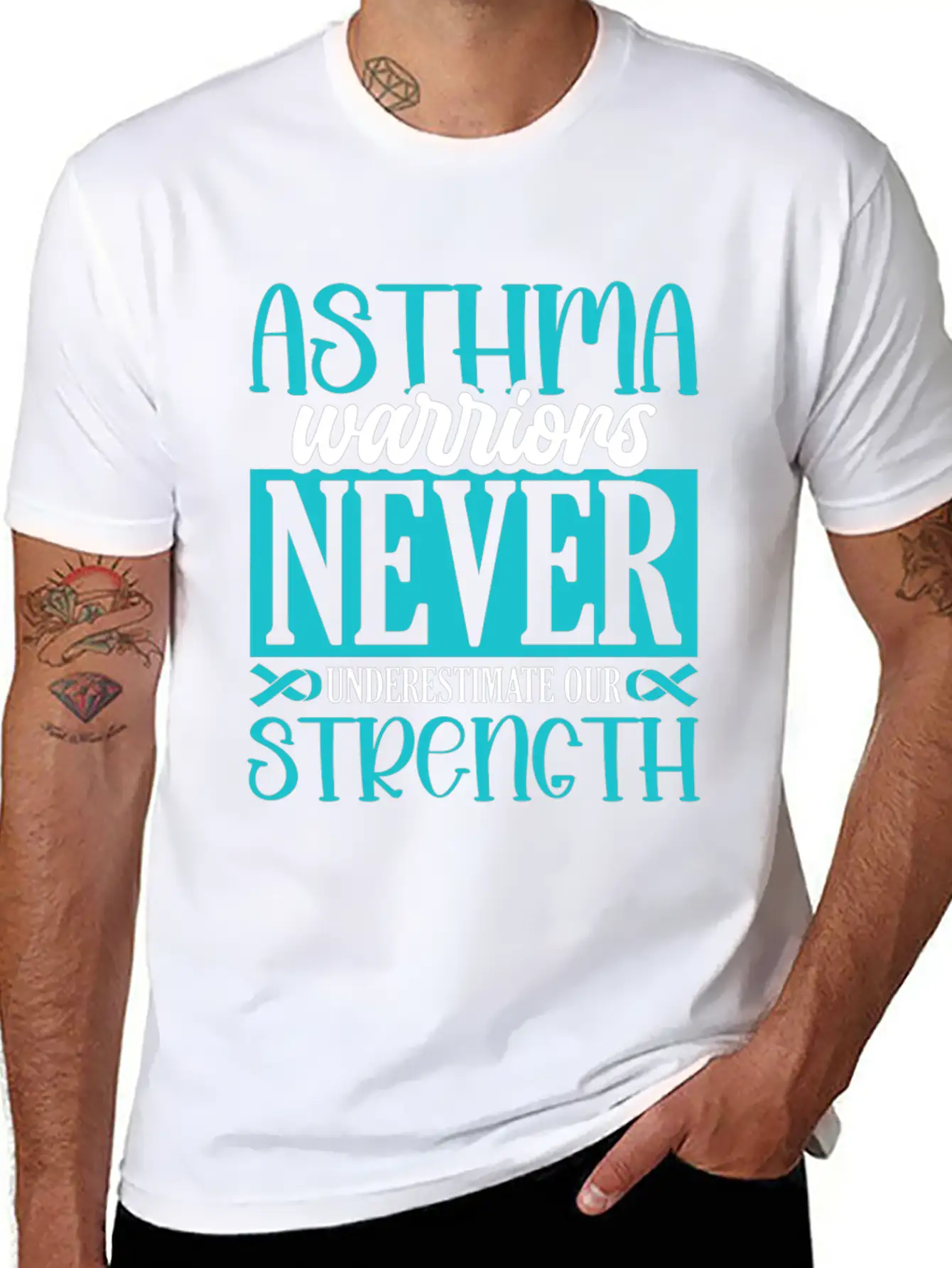 Asthma Warriors Never Underestimate Asthmatic Unisex Short Sleeve Soft Cotton T-Shirt – Casual Everyday Wear