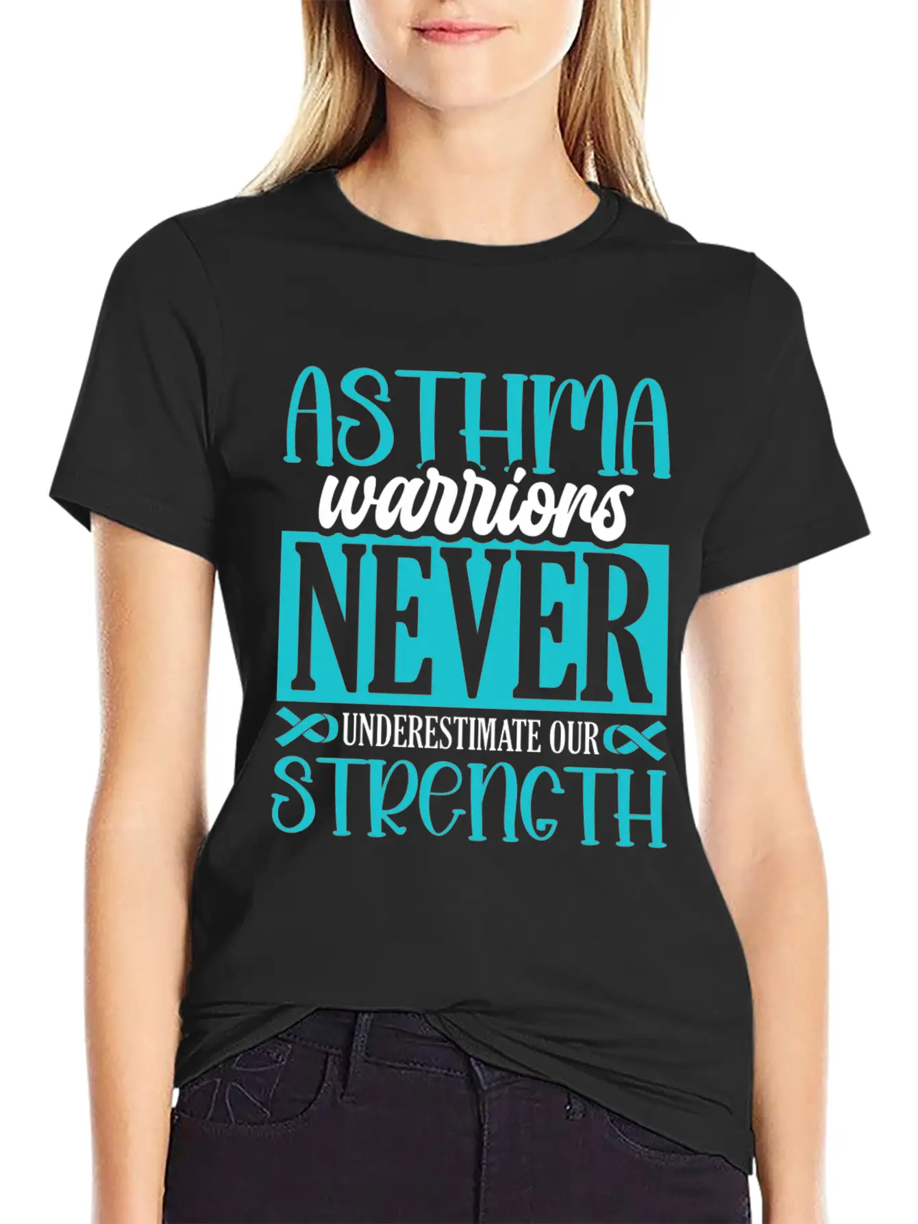 Asthma Warriors Never Underestimate Asthmatic Unisex Short Sleeve Soft Cotton T-Shirt – Casual Everyday Wear