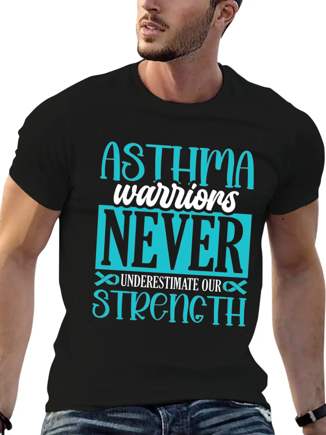 Asthma Warriors Never Underestimate Asthmatic Unisex Short Sleeve Soft Cotton T-Shirt – Casual Everyday Wear
