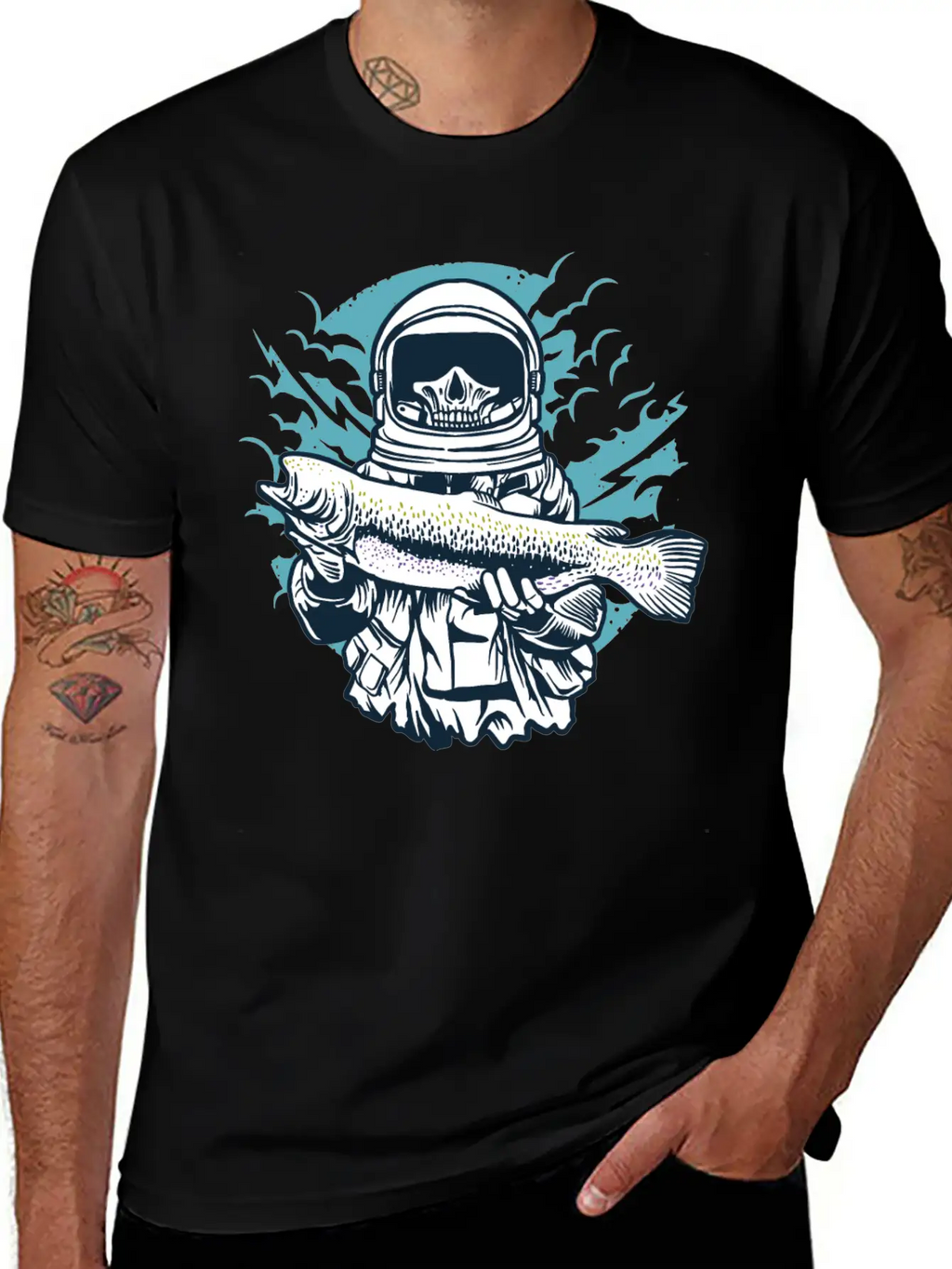 Astronaut Fishing Casual Graphic T-Shirt – Simple And Comfortable Daily Wear