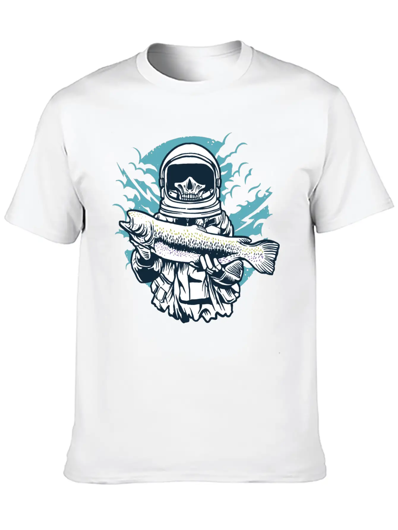 Astronaut Fishing Casual Graphic T-Shirt – Simple And Comfortable Daily Wear