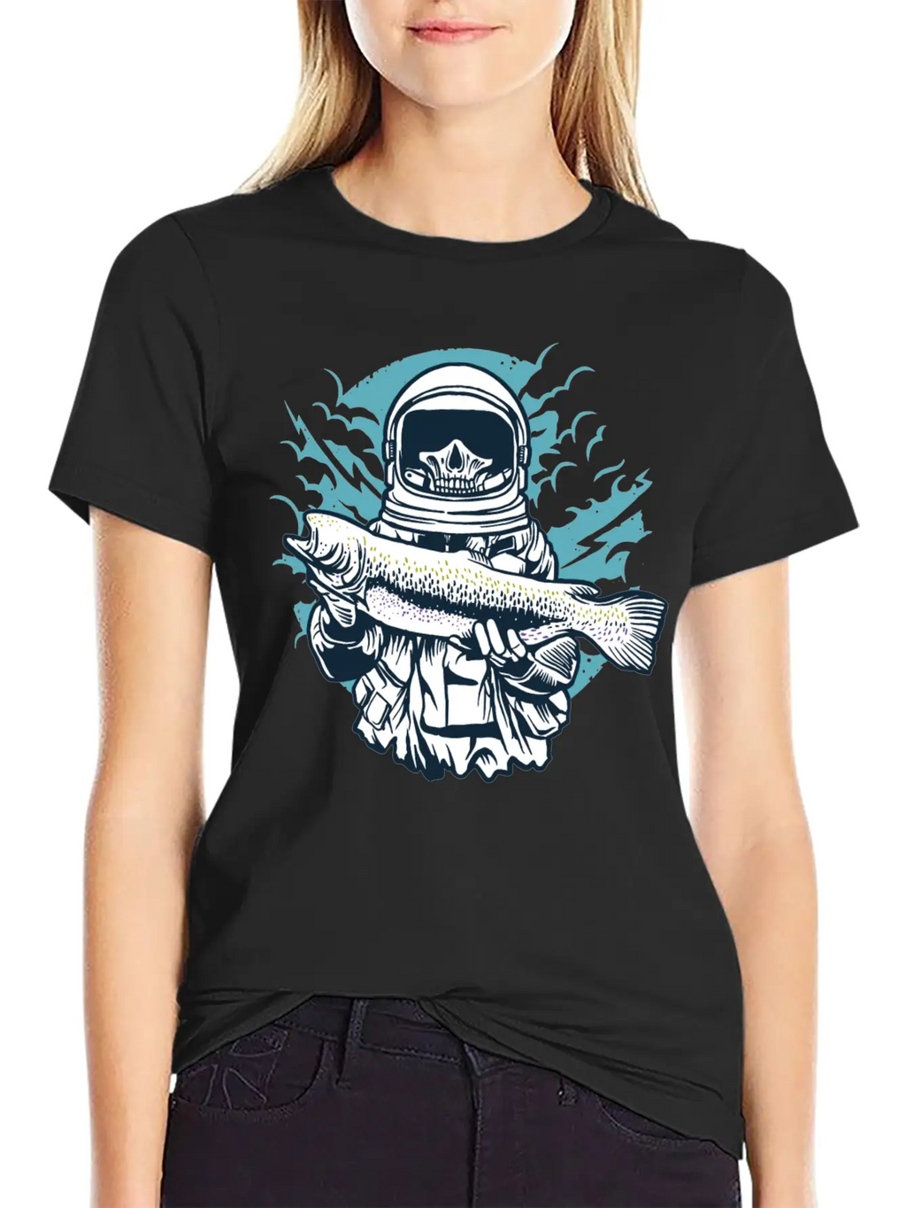 Astronaut Fishing Casual Graphic T-Shirt – Simple And Comfortable Daily Wear