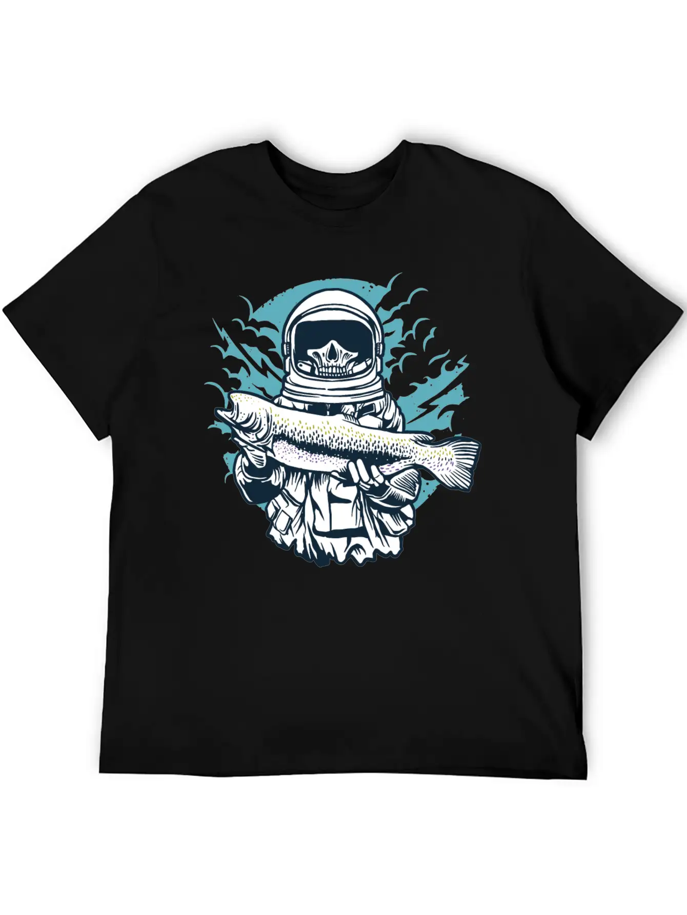 Astronaut Fishing Casual Graphic T-Shirt – Simple And Comfortable Daily Wear