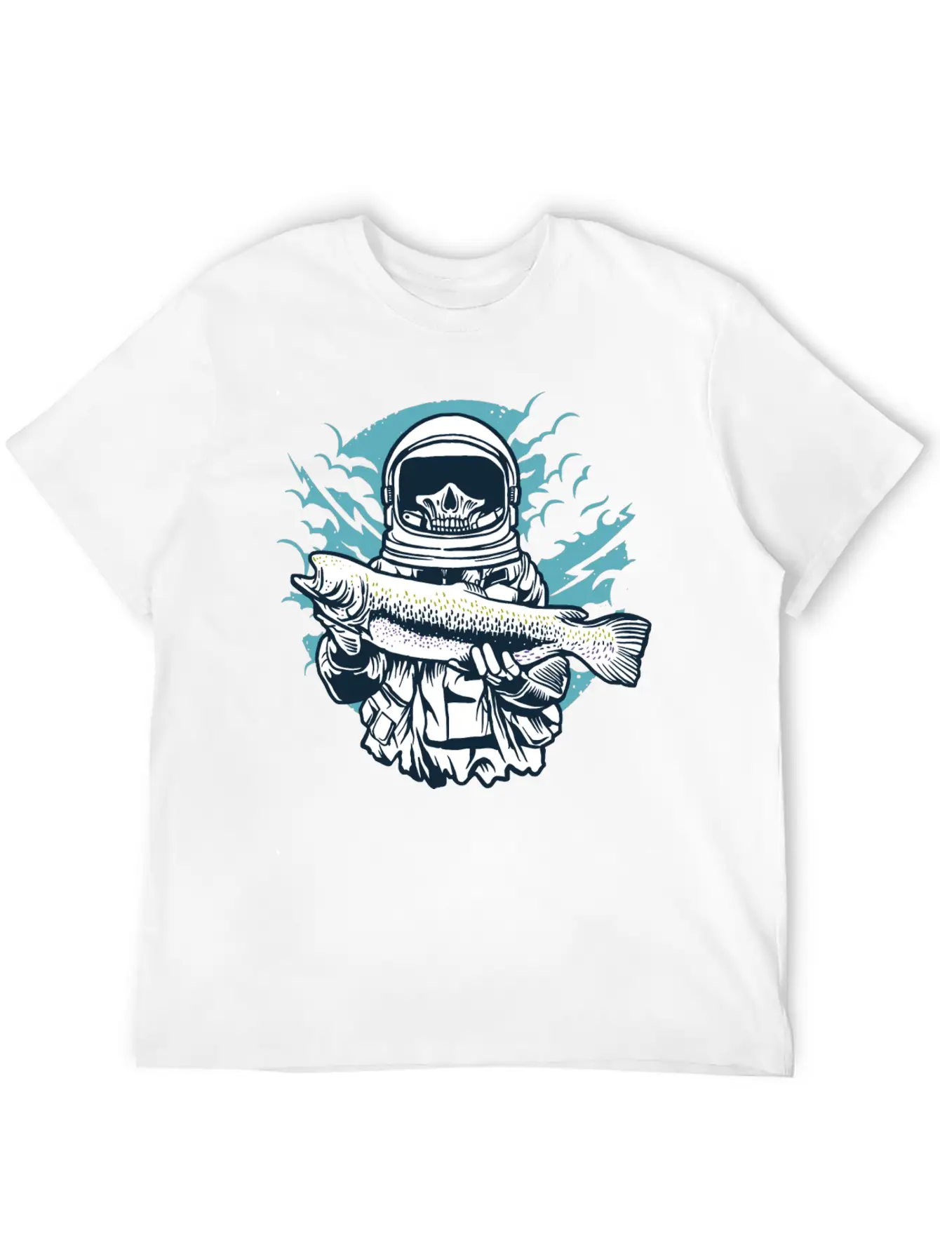 Astronaut Fishing Casual Graphic T-Shirt – Simple And Comfortable Daily Wear