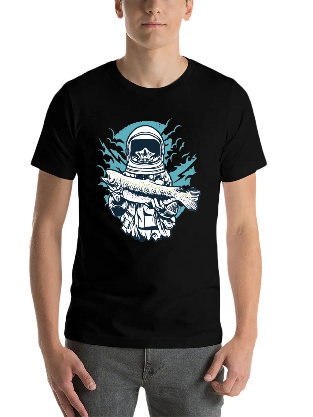 Astronaut Fishing Casual Graphic T-Shirt – Simple And Comfortable Daily Wear