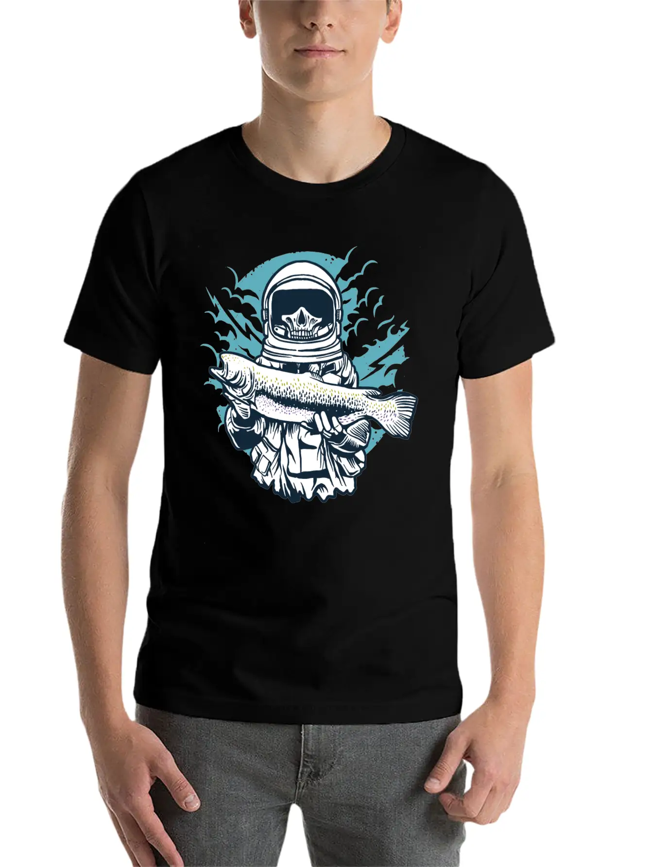 Astronaut Fishing Casual Graphic T-Shirt – Simple And Comfortable Daily Wear