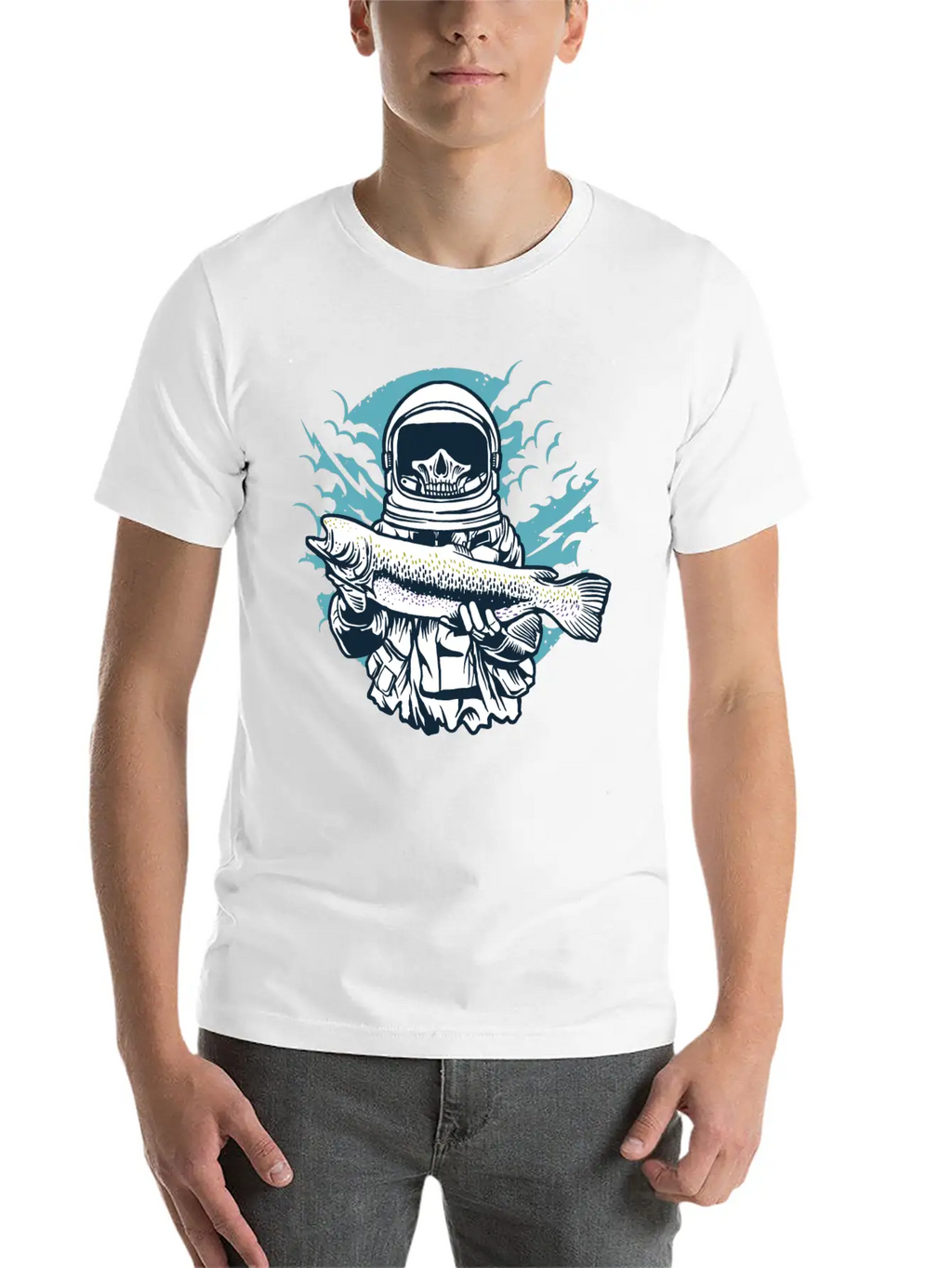 Astronaut Fishing Casual Graphic T-Shirt – Simple And Comfortable Daily Wear