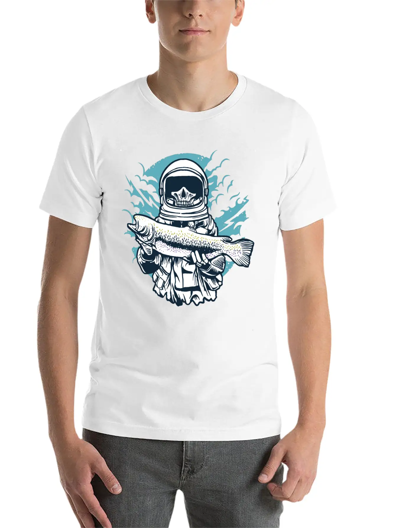 Astronaut Fishing Casual Graphic T-Shirt – Simple And Comfortable Daily Wear