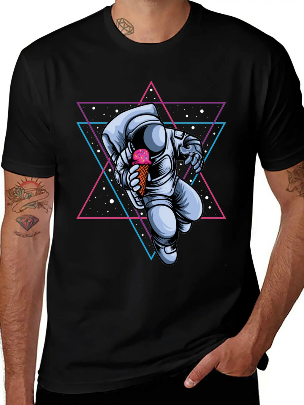 Astronaut Ice Cream Lovers Breathable Soft Cotton T-Shirt – Timeless Casual Look