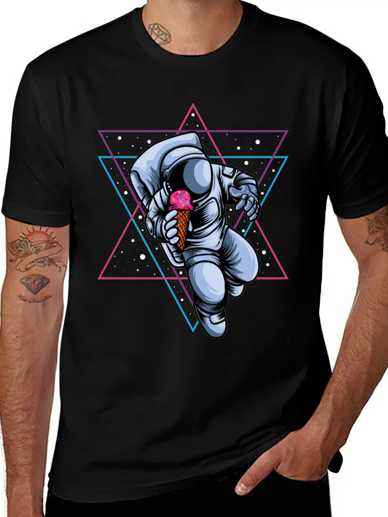 Astronaut Ice Cream Lovers Breathable Soft Cotton T-Shirt – Timeless Casual Look