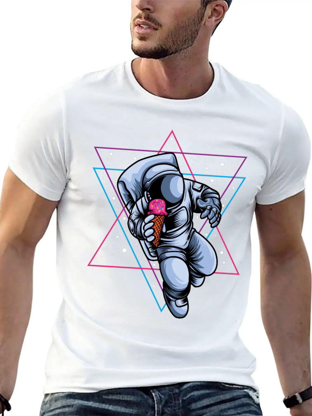 Astronaut Ice Cream Lovers Breathable Soft Cotton T-Shirt – Timeless Casual Look