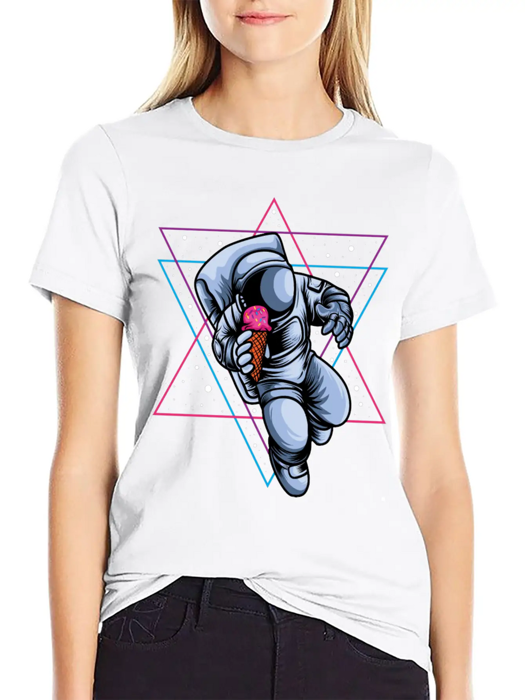 Astronaut Ice Cream Lovers Breathable Soft Cotton T-Shirt – Timeless Casual Look