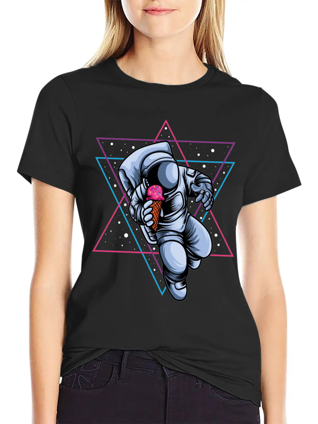Astronaut Ice Cream Lovers Breathable Soft Cotton T-Shirt – Timeless Casual Look