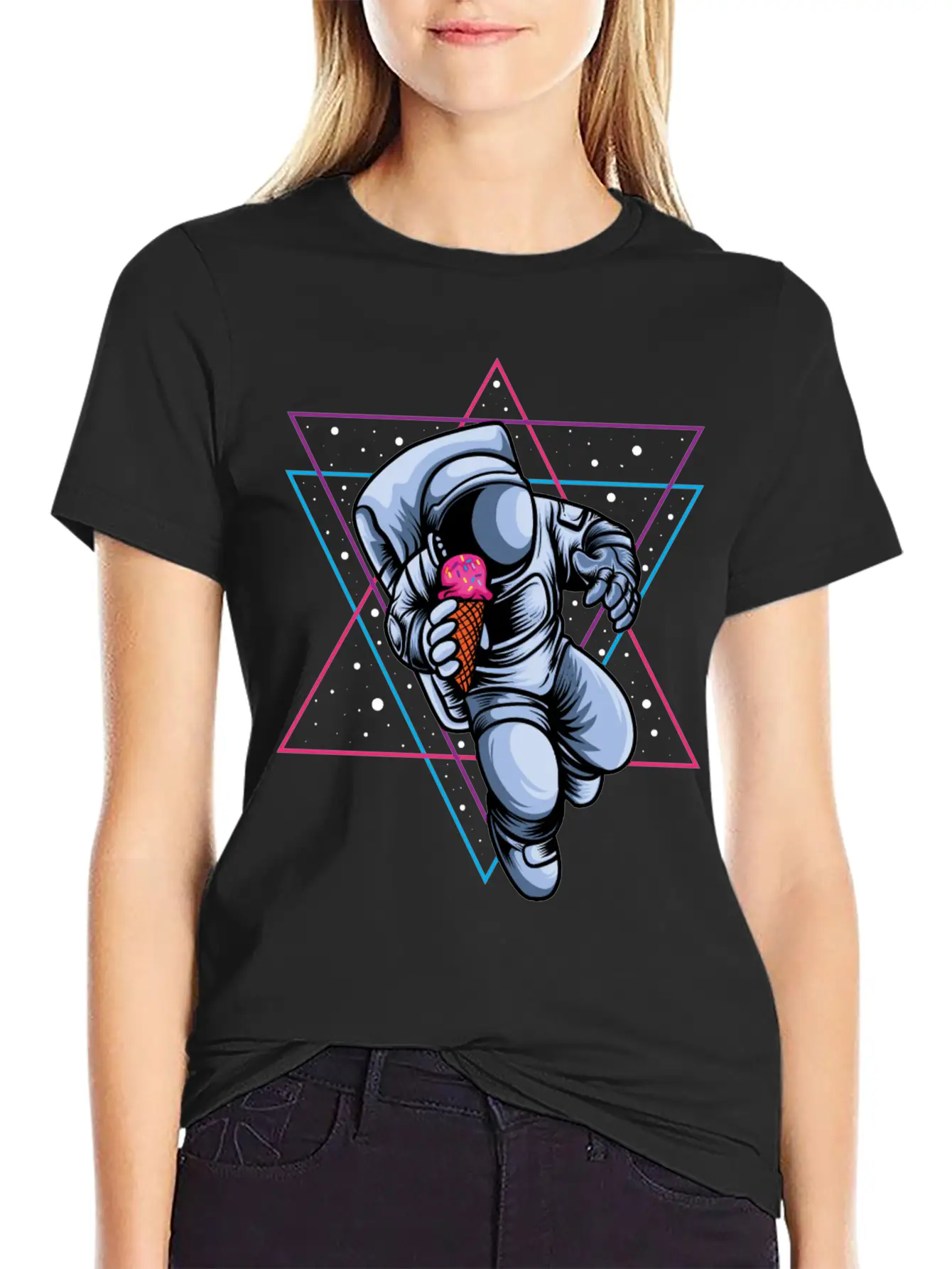 Astronaut Ice Cream Lovers Breathable Soft Cotton T-Shirt – Timeless Casual Look