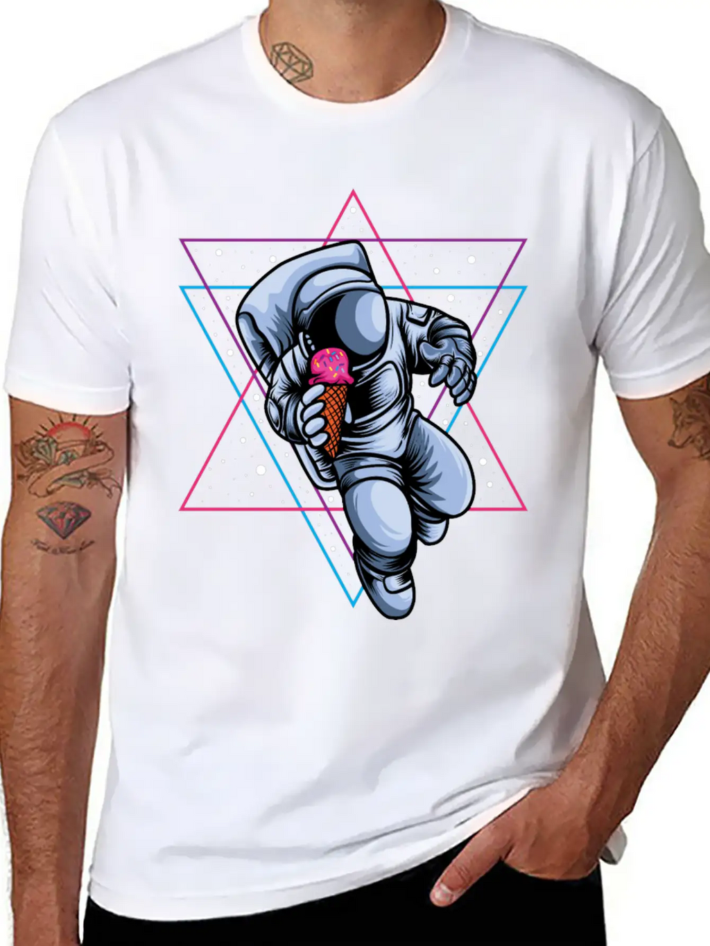 Astronaut Ice Cream Lovers Breathable Soft Cotton T-Shirt – Timeless Casual Look