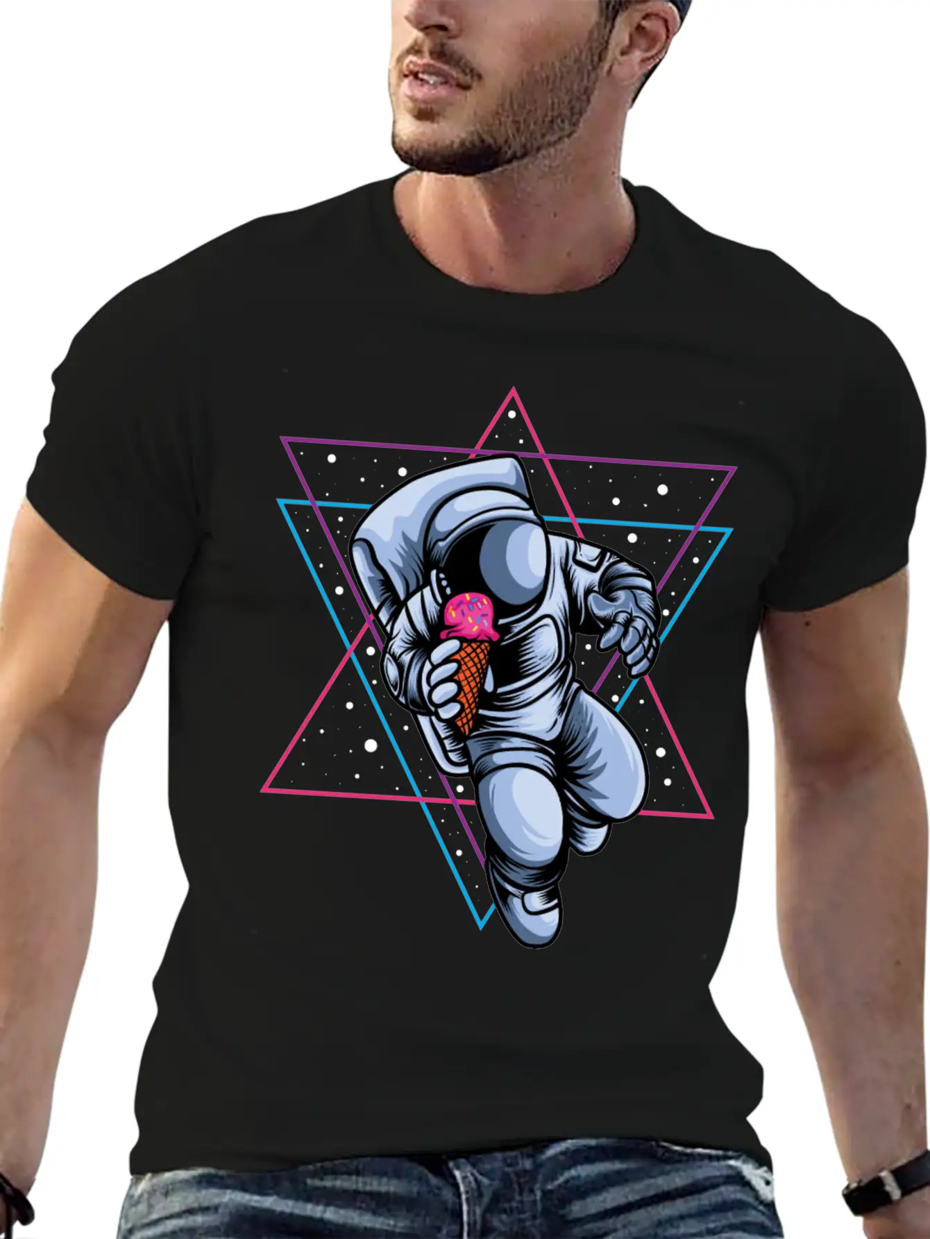 Astronaut Ice Cream Lovers Breathable Soft Cotton T-Shirt – Timeless Casual Look