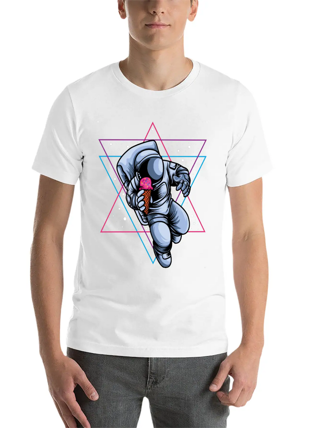 Astronaut Ice Cream Lovers Breathable Soft Cotton T-Shirt – Timeless Casual Look