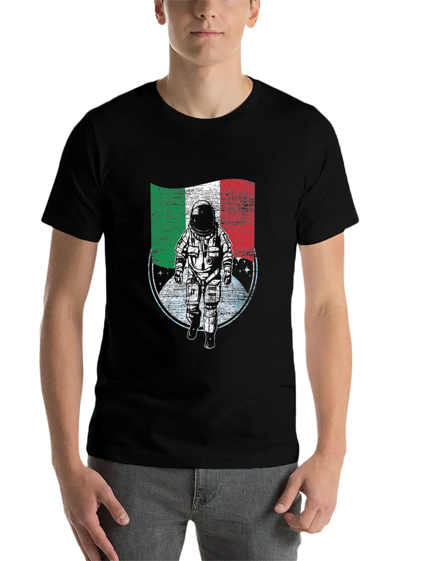 Astronaut Moon Italy Flag Classic Fit Graphic Tee For Daily Comfort – Unisex Cotton Shirt