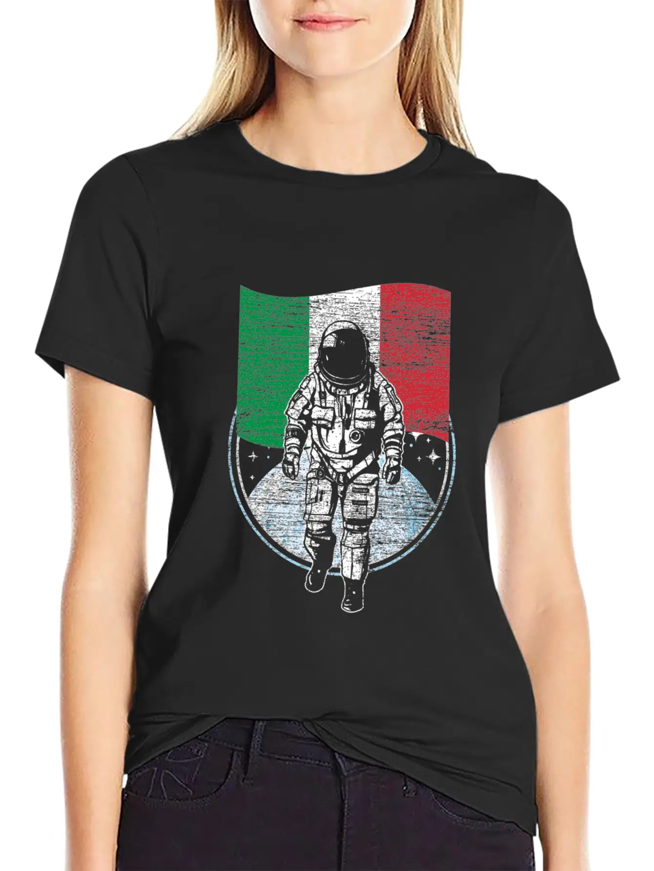 Astronaut Moon Italy Flag Classic Fit Graphic Tee For Daily Comfort – Unisex Cotton Shirt