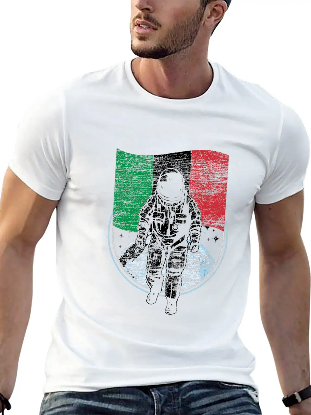 Astronaut Moon Italy Flag Classic Fit Graphic Tee For Daily Comfort – Unisex Cotton Shirt