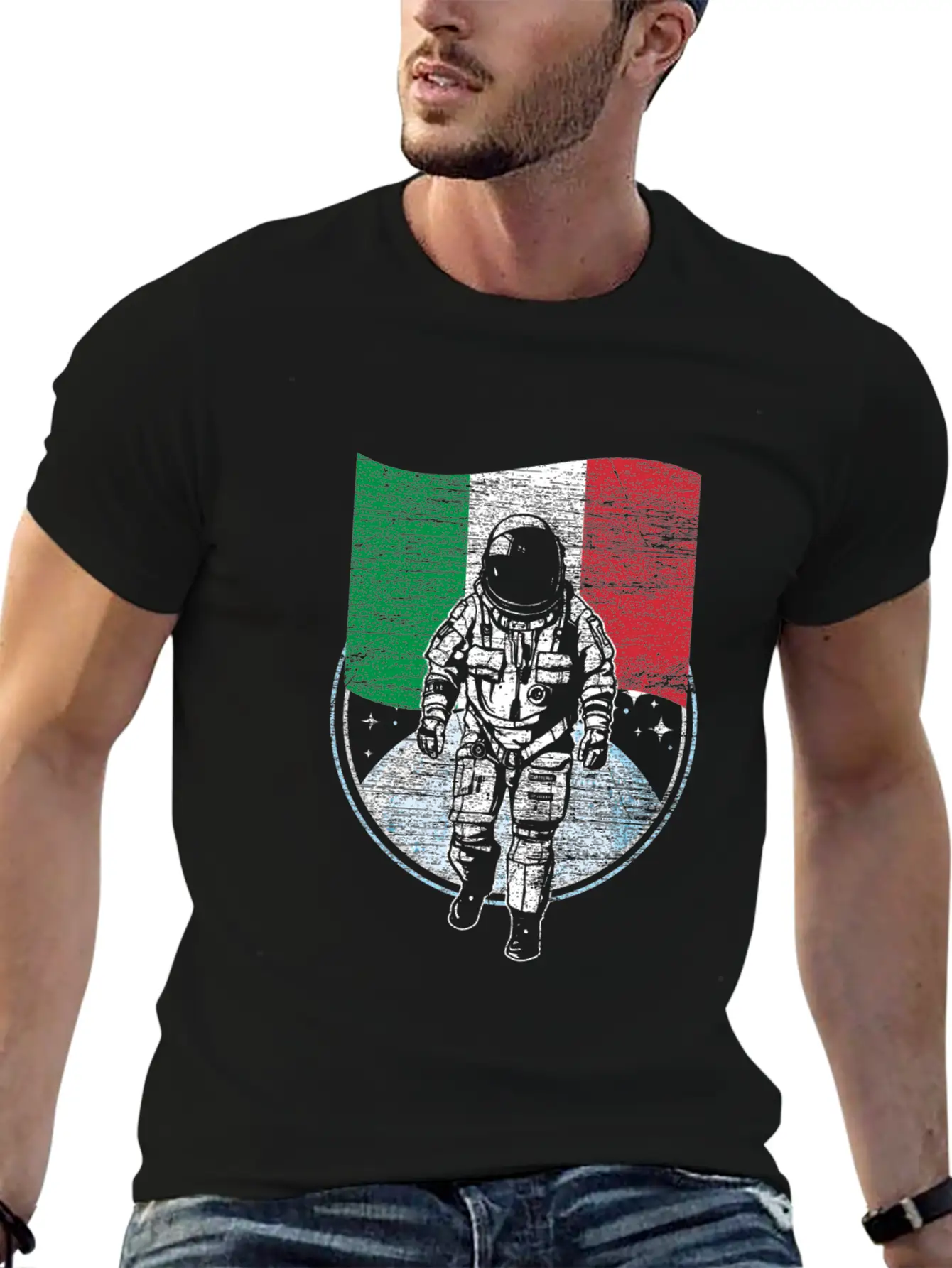 Astronaut Moon Italy Flag Classic Fit Graphic Tee For Daily Comfort – Unisex Cotton Shirt