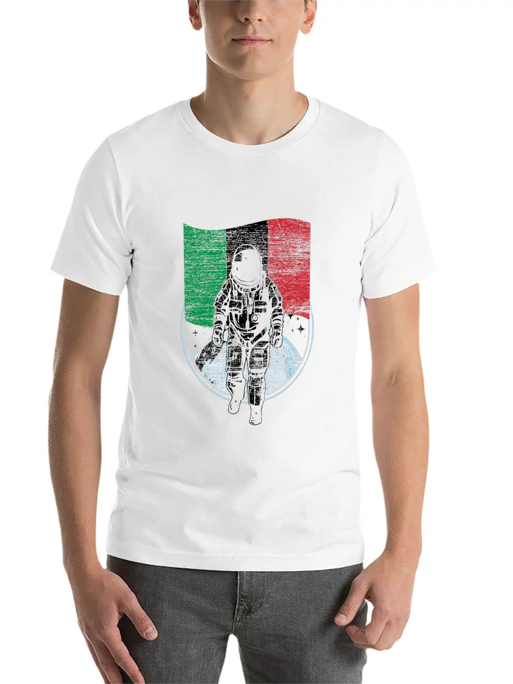 Astronaut Moon Italy Flag Classic Fit Graphic Tee For Daily Comfort – Unisex Cotton Shirt