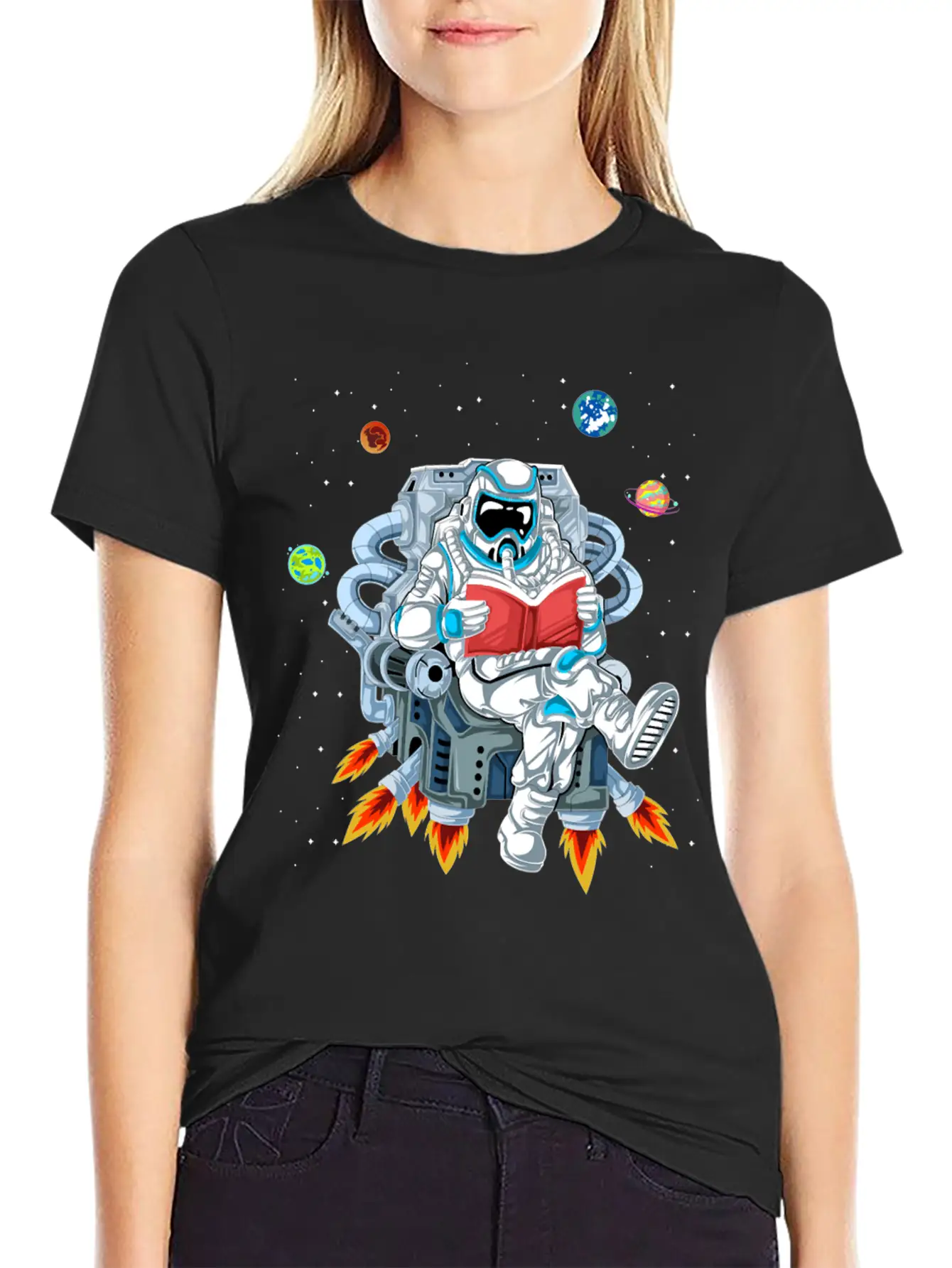 Astronaut Reading Unisex Casual T-Shirt – Clean Design For Daily Comfort