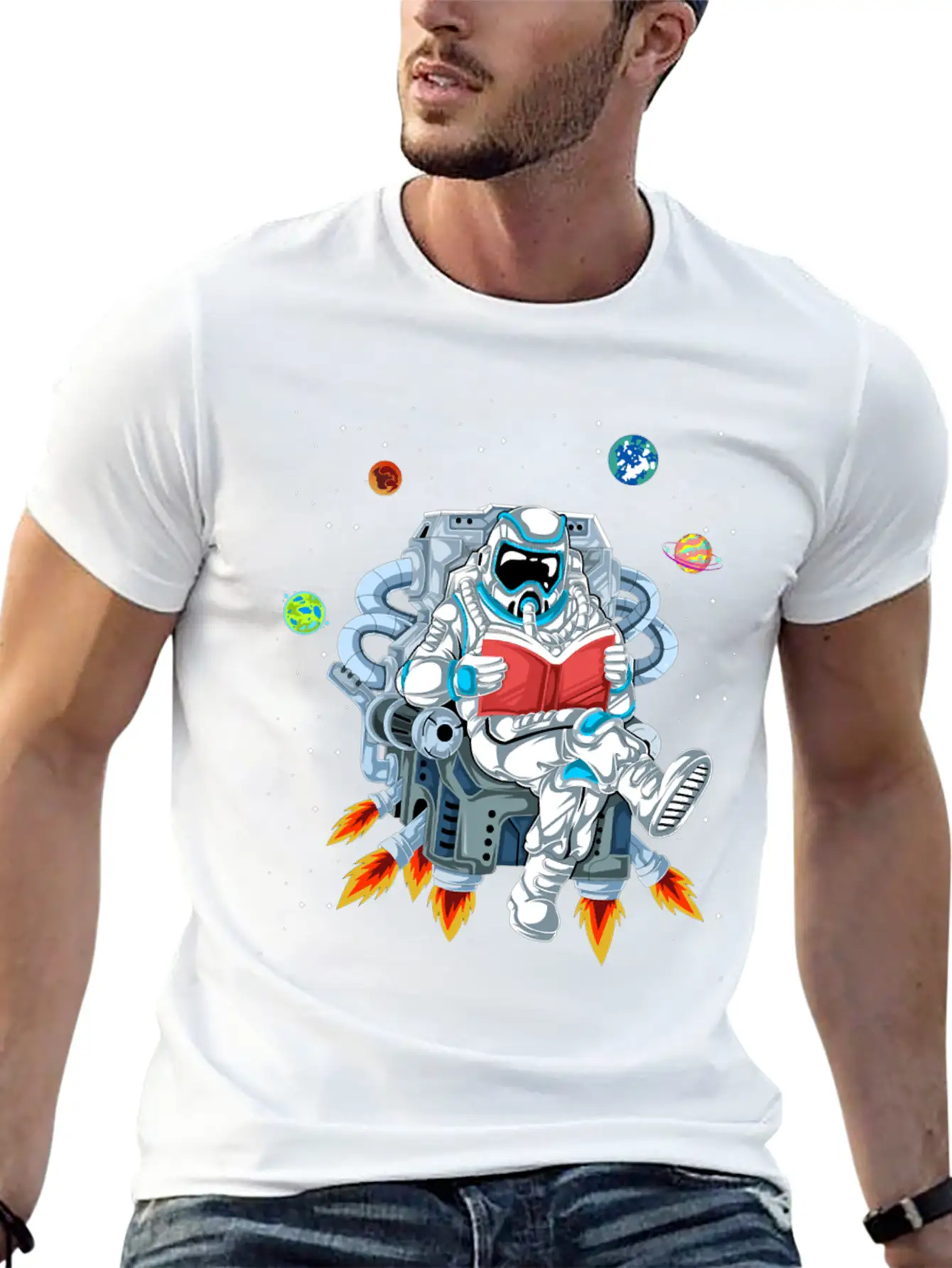 Astronaut Reading Unisex Casual T-Shirt – Clean Design For Daily Comfort